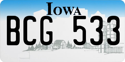 IA license plate BCG533