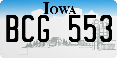 IA license plate BCG553