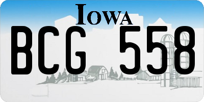 IA license plate BCG558
