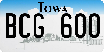 IA license plate BCG600