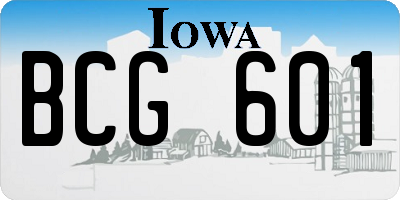 IA license plate BCG601