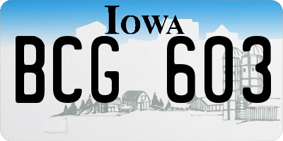 IA license plate BCG603