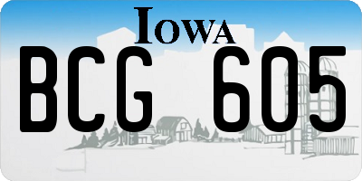 IA license plate BCG605