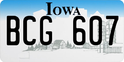 IA license plate BCG607