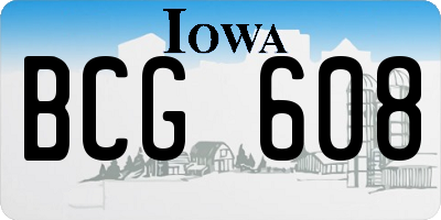 IA license plate BCG608