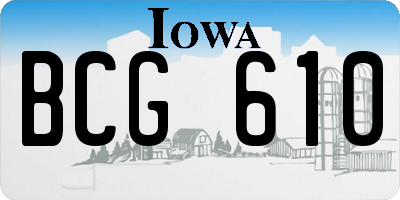 IA license plate BCG610