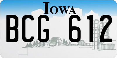 IA license plate BCG612