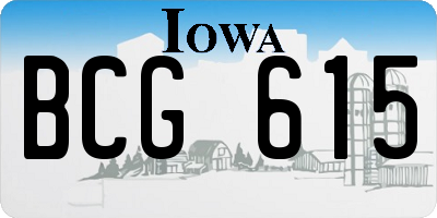 IA license plate BCG615