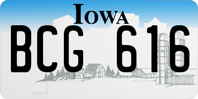 IA license plate BCG616
