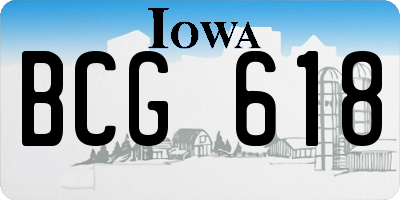IA license plate BCG618