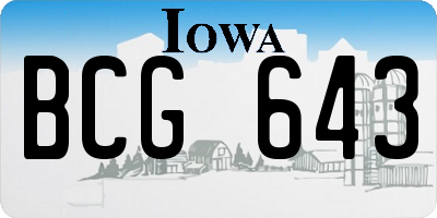 IA license plate BCG643