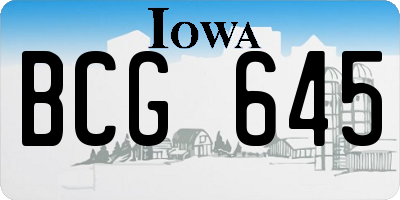 IA license plate BCG645