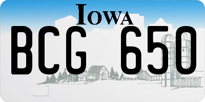 IA license plate BCG650