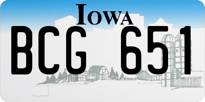 IA license plate BCG651