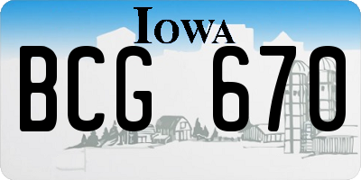 IA license plate BCG670
