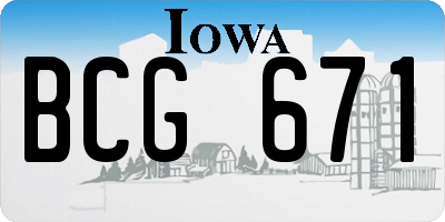 IA license plate BCG671