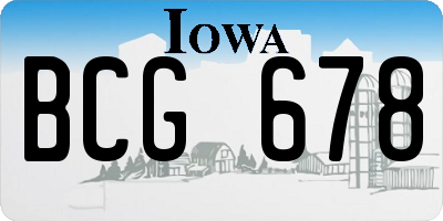 IA license plate BCG678