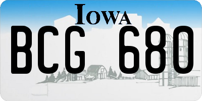 IA license plate BCG680