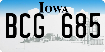 IA license plate BCG685
