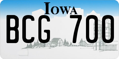 IA license plate BCG700