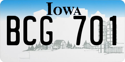 IA license plate BCG701