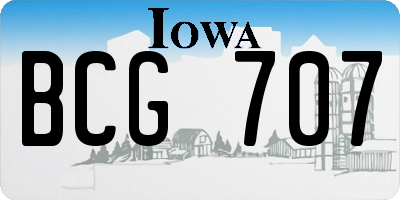 IA license plate BCG707