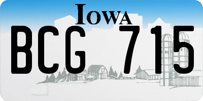 IA license plate BCG715