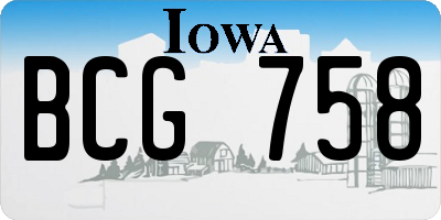 IA license plate BCG758