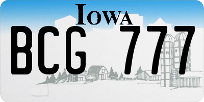 IA license plate BCG777