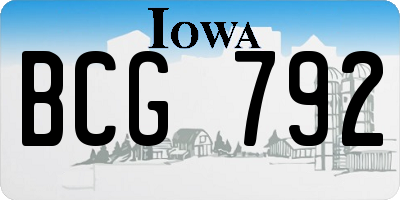 IA license plate BCG792