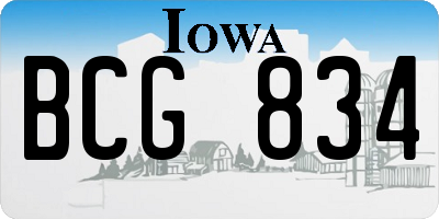 IA license plate BCG834