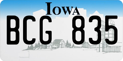 IA license plate BCG835