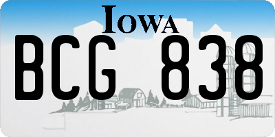 IA license plate BCG838