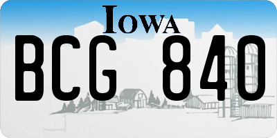 IA license plate BCG840