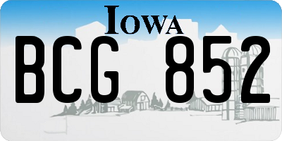 IA license plate BCG852