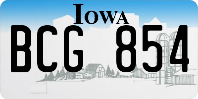 IA license plate BCG854
