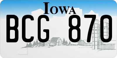 IA license plate BCG870
