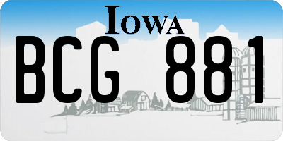 IA license plate BCG881