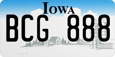 IA license plate BCG888
