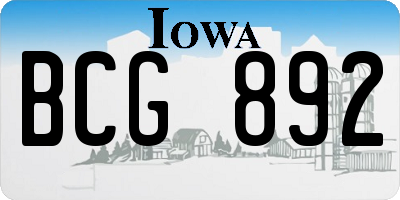 IA license plate BCG892