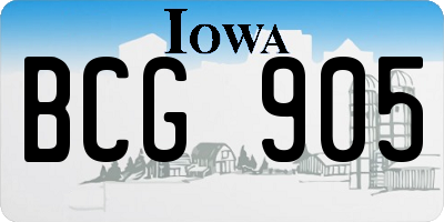 IA license plate BCG905