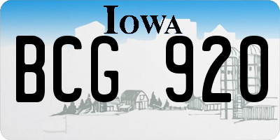IA license plate BCG920