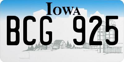 IA license plate BCG925