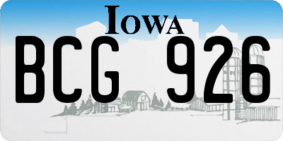 IA license plate BCG926