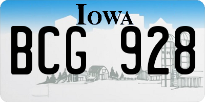 IA license plate BCG928