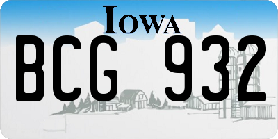 IA license plate BCG932