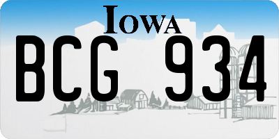 IA license plate BCG934
