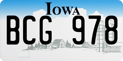 IA license plate BCG978