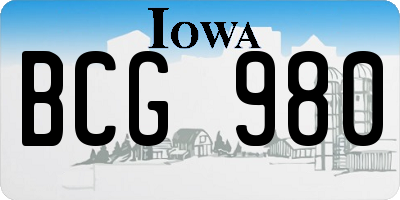 IA license plate BCG980