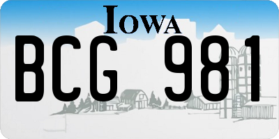 IA license plate BCG981